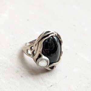 Hagit Gorali Sterling Silver Ring Black Onyx 7.25 Avant Garde Israel